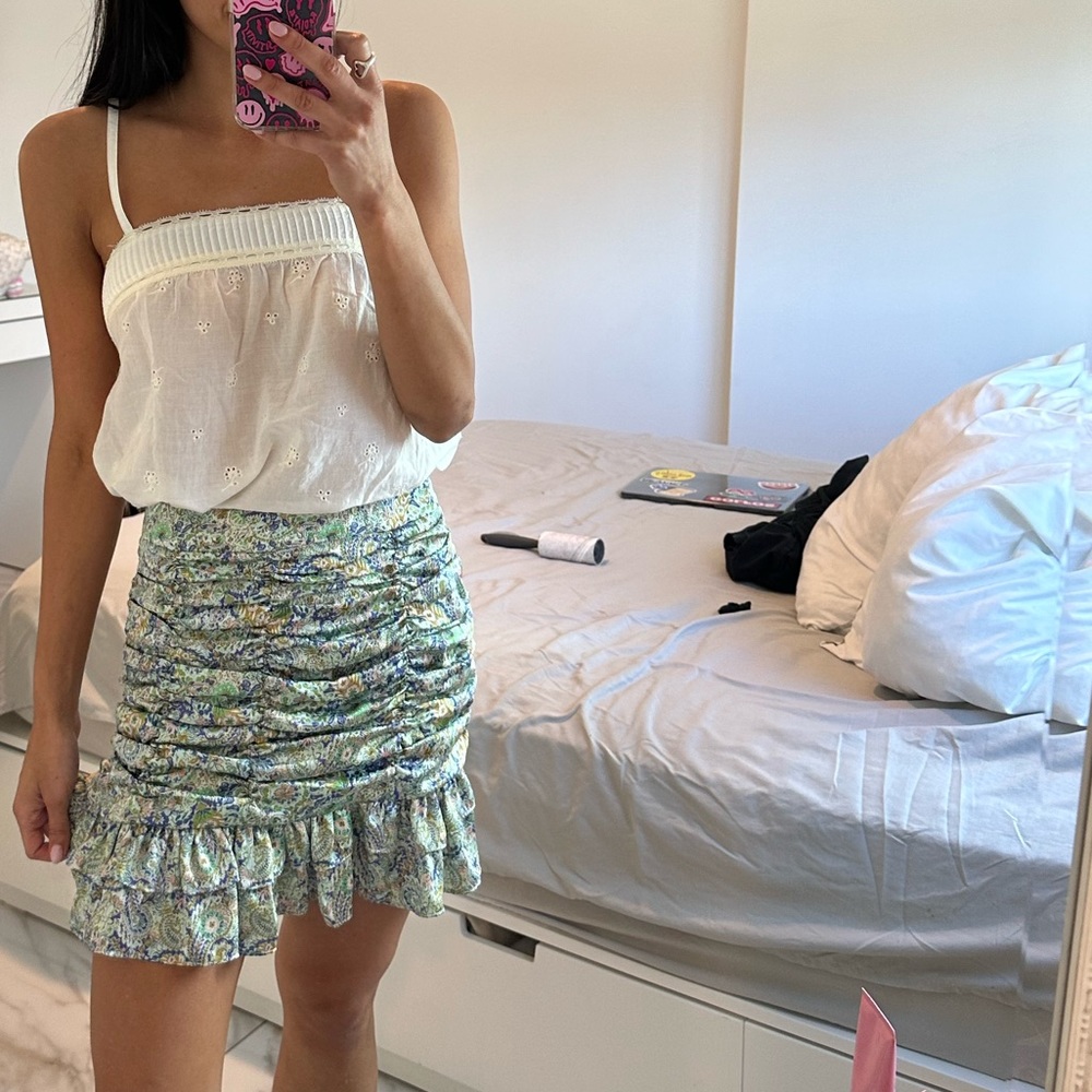 Zara Ruched Mini Printed Skirt